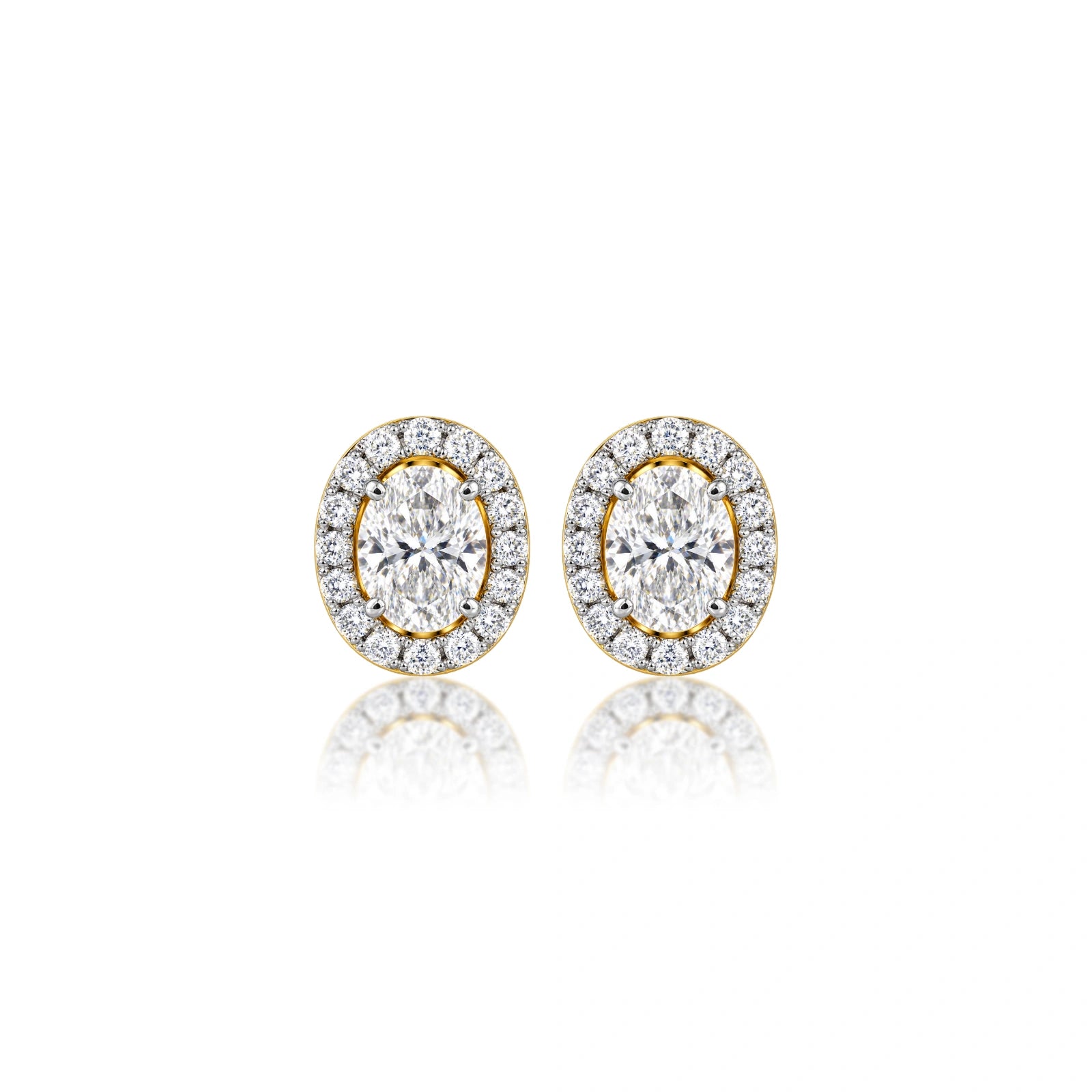 6 Ct Oval Cut Diamond Halo Stud Earrings by Fortune Jewellery