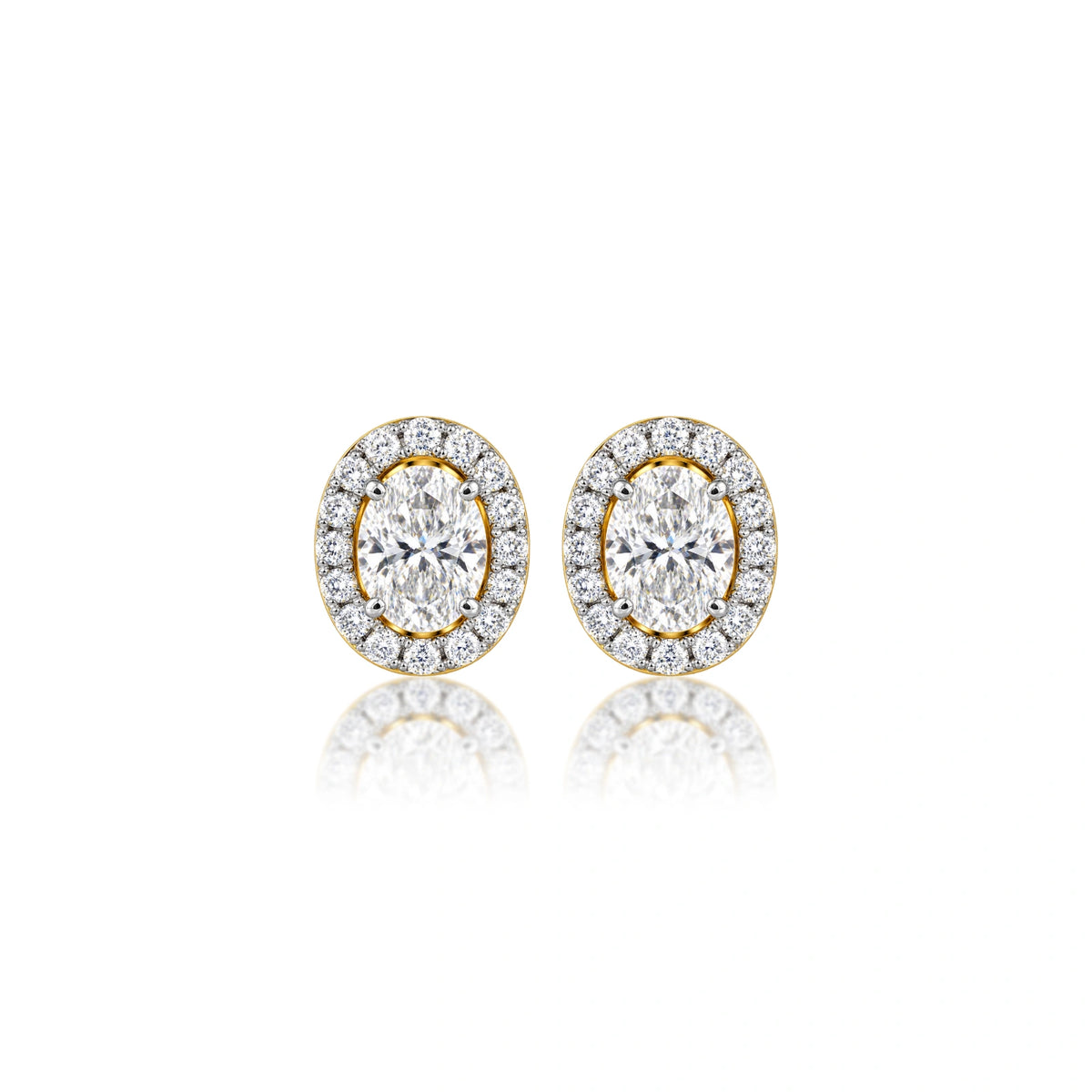6 Ct Oval Cut Diamond Halo Stud Earrings by Fortune Jewellery