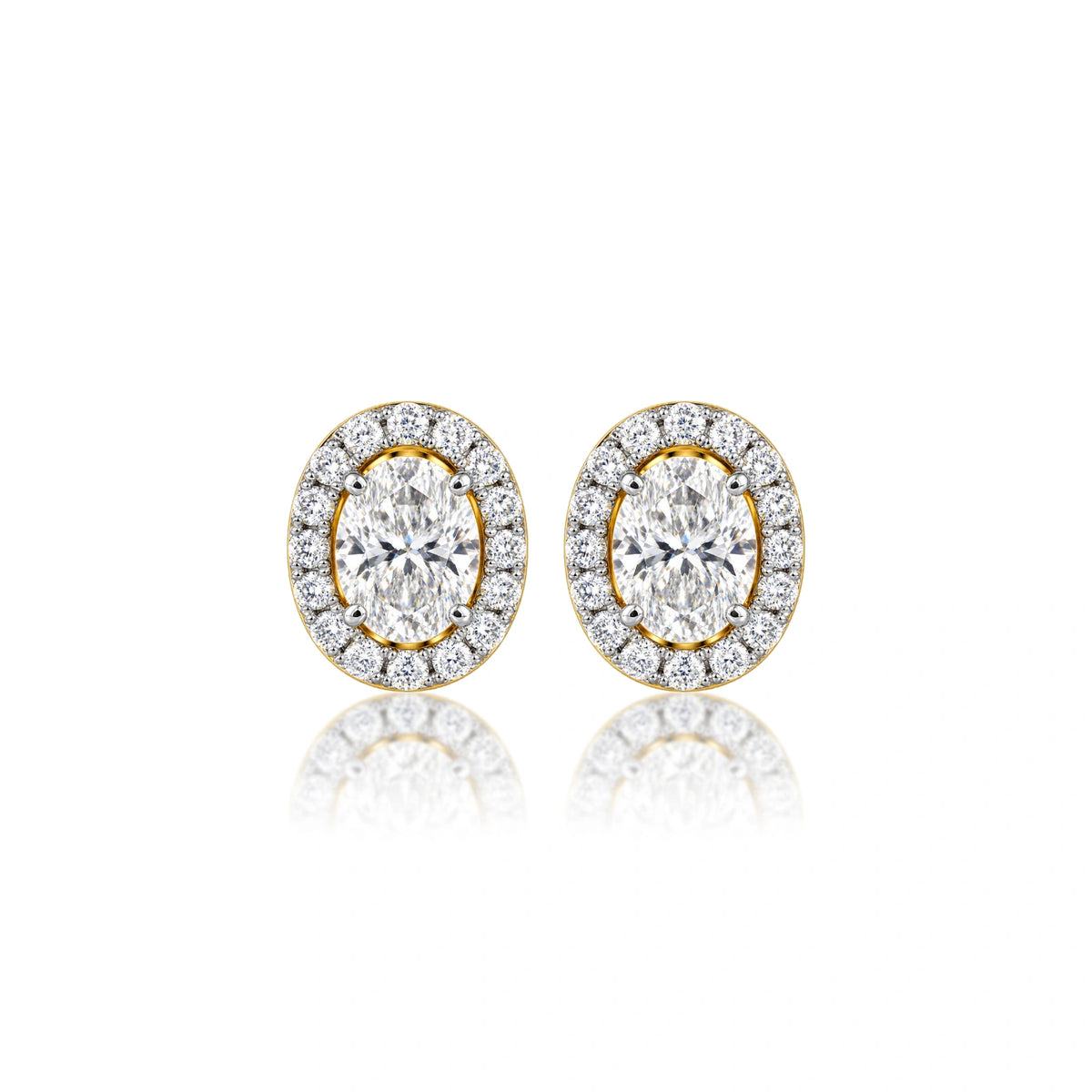 8 Ct Oval Cut Diamond Halo Stud Earrings by Fortune Jewellery