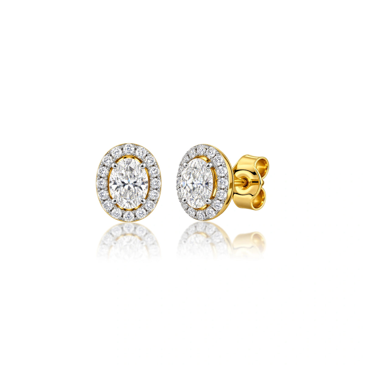 Rich 8 Ct Oval Cut Lab Grown Diamond Halo Stud Earrings with halo setting