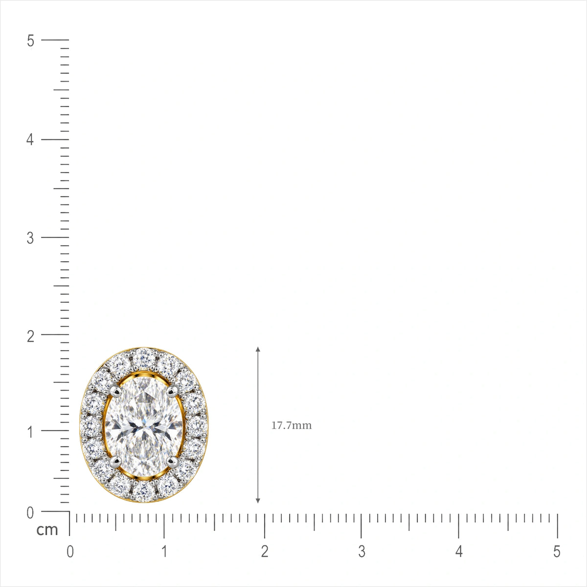 Size of 8 Ct Oval Cut Diamond Halo Stud Earrings by Fortune Jewellery
