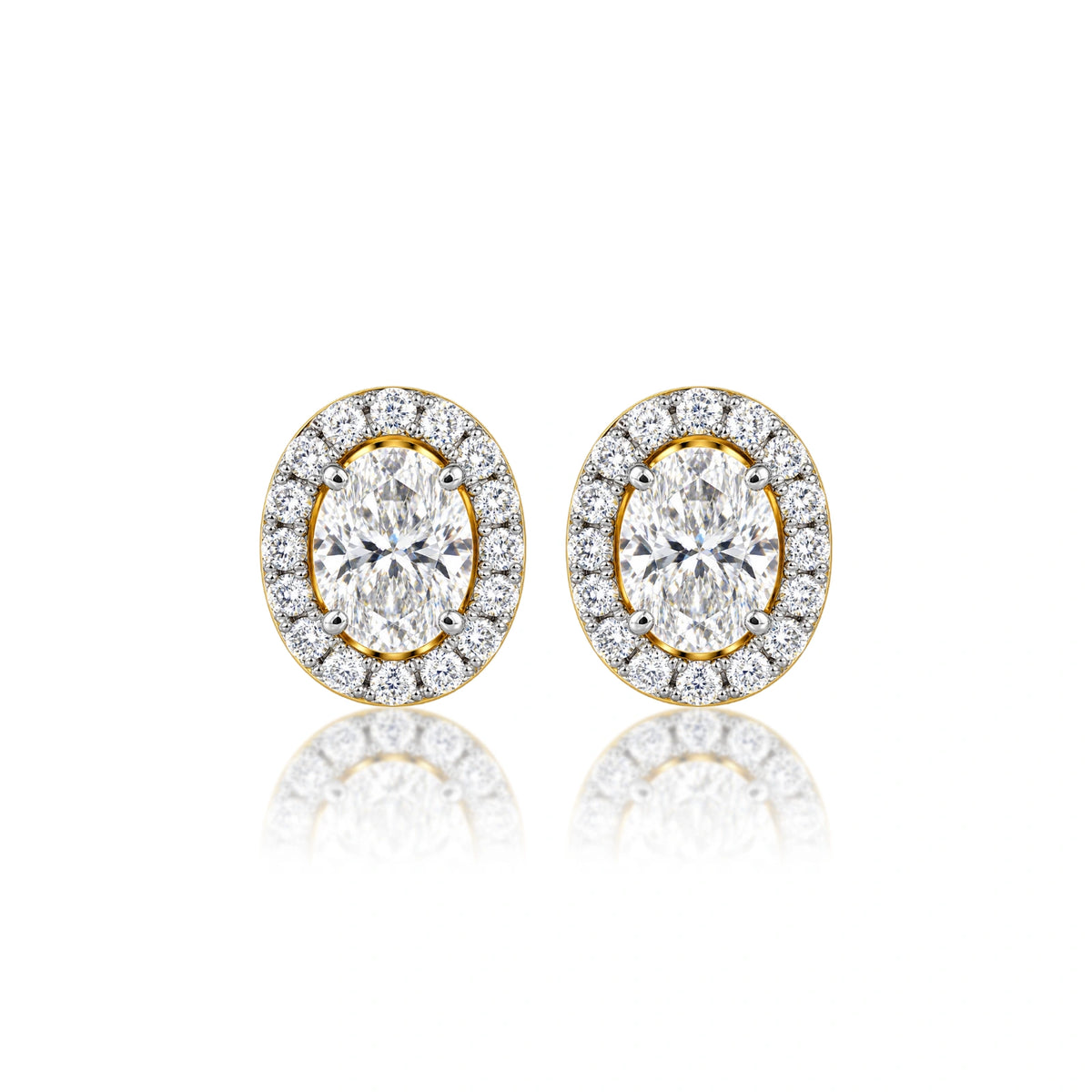 10 Ct Oval Cut Diamond Halo Stud Earrings by Fortune Jewellery