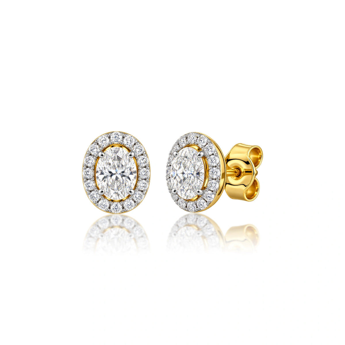 Magnificent 10 Ct Oval Cut Lab Grown Diamond Halo Stud Earrings for women