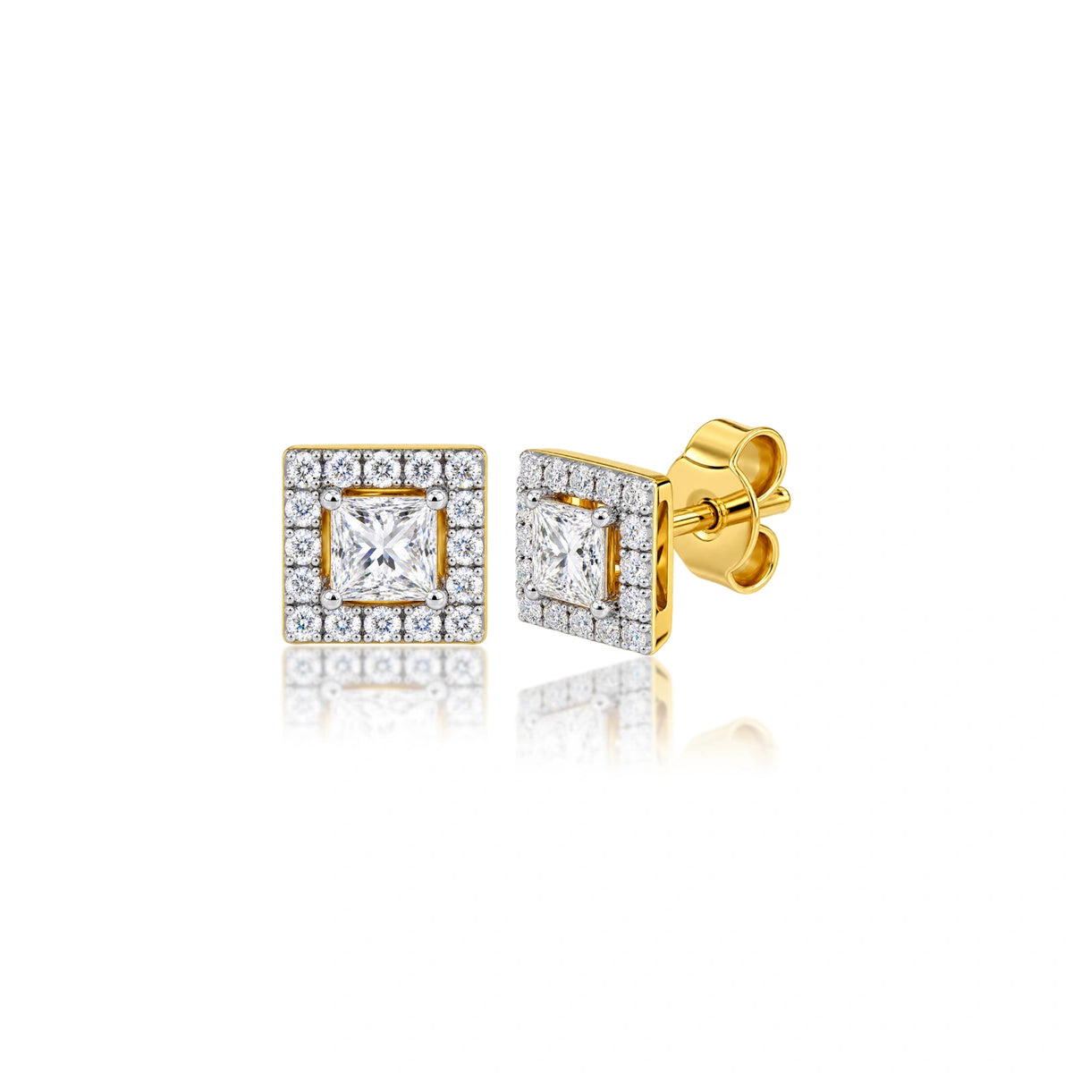 8 Ct Princess Cut Diamond Halo Stud Earrings by Fortune
