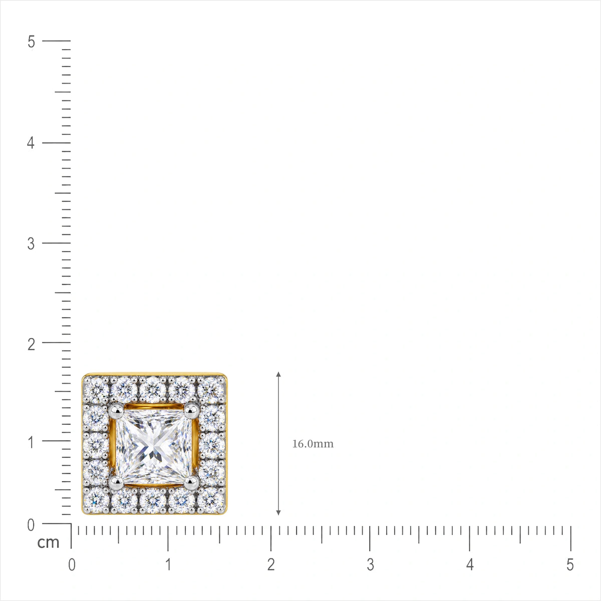 Unique 10 Ct Princess Cut Diamond Halo Stud Earrings