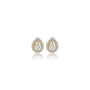 1.5 Ct Pear Cut Diamond Halo Ear Studs shown front-on, radiant partywear with a polished finish