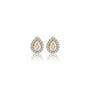 2 Ct Pear Cut Diamond Halo Ear Studs, front view of a bold pair made for special occasions
