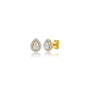 Side view of 2 Ct pear cut diamond halo ear studs, a heartfelt proposal or engagement gift