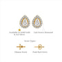 Close-up of the brilliant facets on 4 Ct pear cut diamond halo ear studs