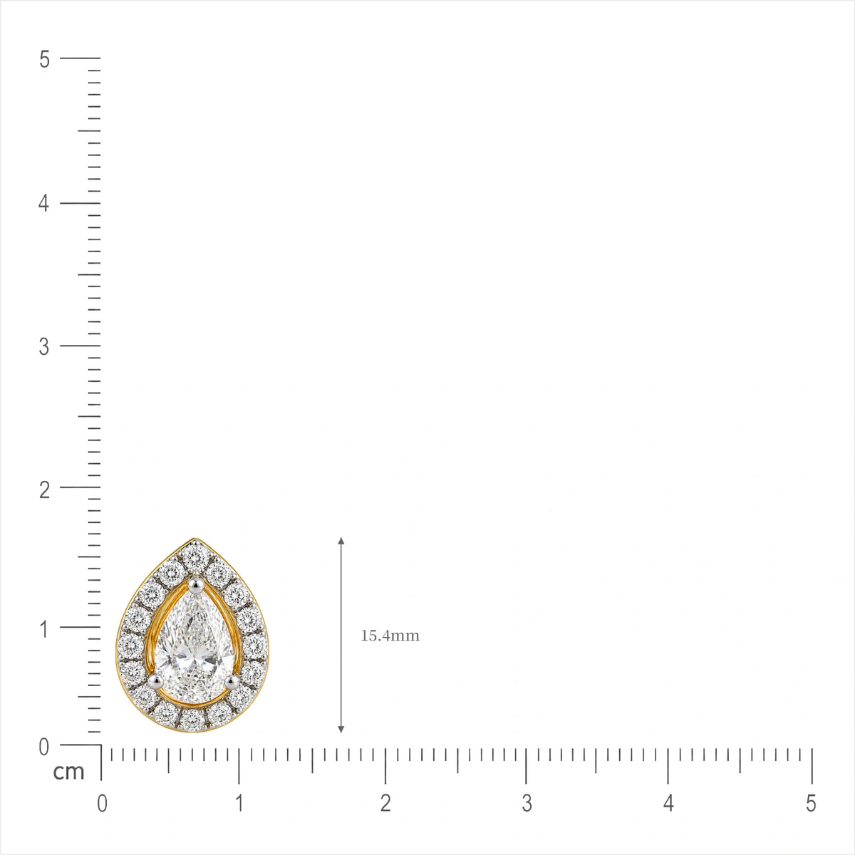 4 Ct pear cut diamond halo ear studs on the ear, a statement of quiet opulence