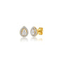 Three-quarter view of 4 Ct pear cut diamond halo ear studs with a dazzling halo