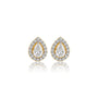 6 Ct Pear Cut Diamond Halo Ear Studs, a grand, show-stopping pair in front view