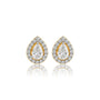 8 Ct Pear Cut Diamond Halo Ear Studs, regal solitaire-style pair shown head-on