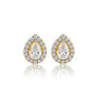 10 Ct Pear Cut Diamond Halo Ear Studs, an heirloom-worthy pair in front view