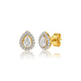 Side view of 10 Ct pear cut diamond halo ear studs, the ultimate high-jewellery gift