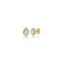 Side profile of 1 Ct pear cut diamond halo ear studs, a refined everyday luxury