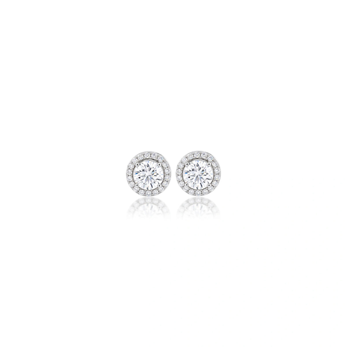 1 Ct Round Cut Diamond Halo Earrings for women by Fortune Jewellery