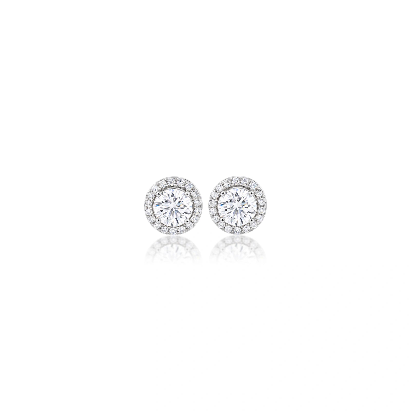 1.5 Ct Round Cut Diamond Halo Earrings for women by Fortune Jewellery