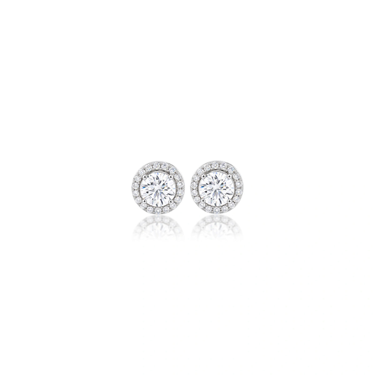 1.5 Ct Round Cut Diamond Halo Earrings for women by Fortune Jewellery