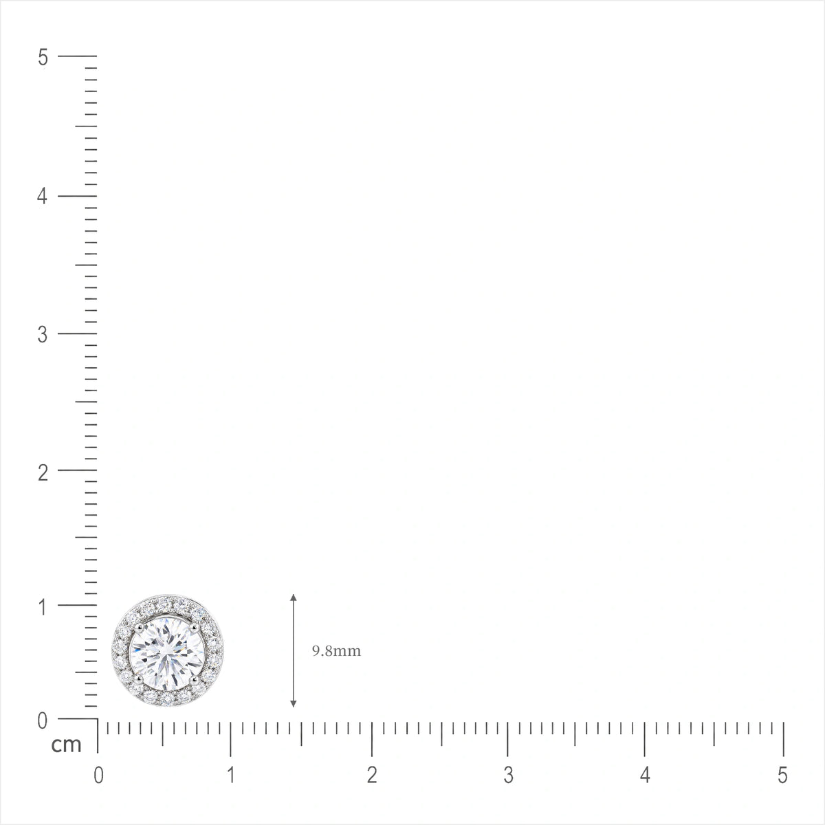 Size of 4 Ct Round Cut Diamond Halo Earrings by Fortune Jewellery