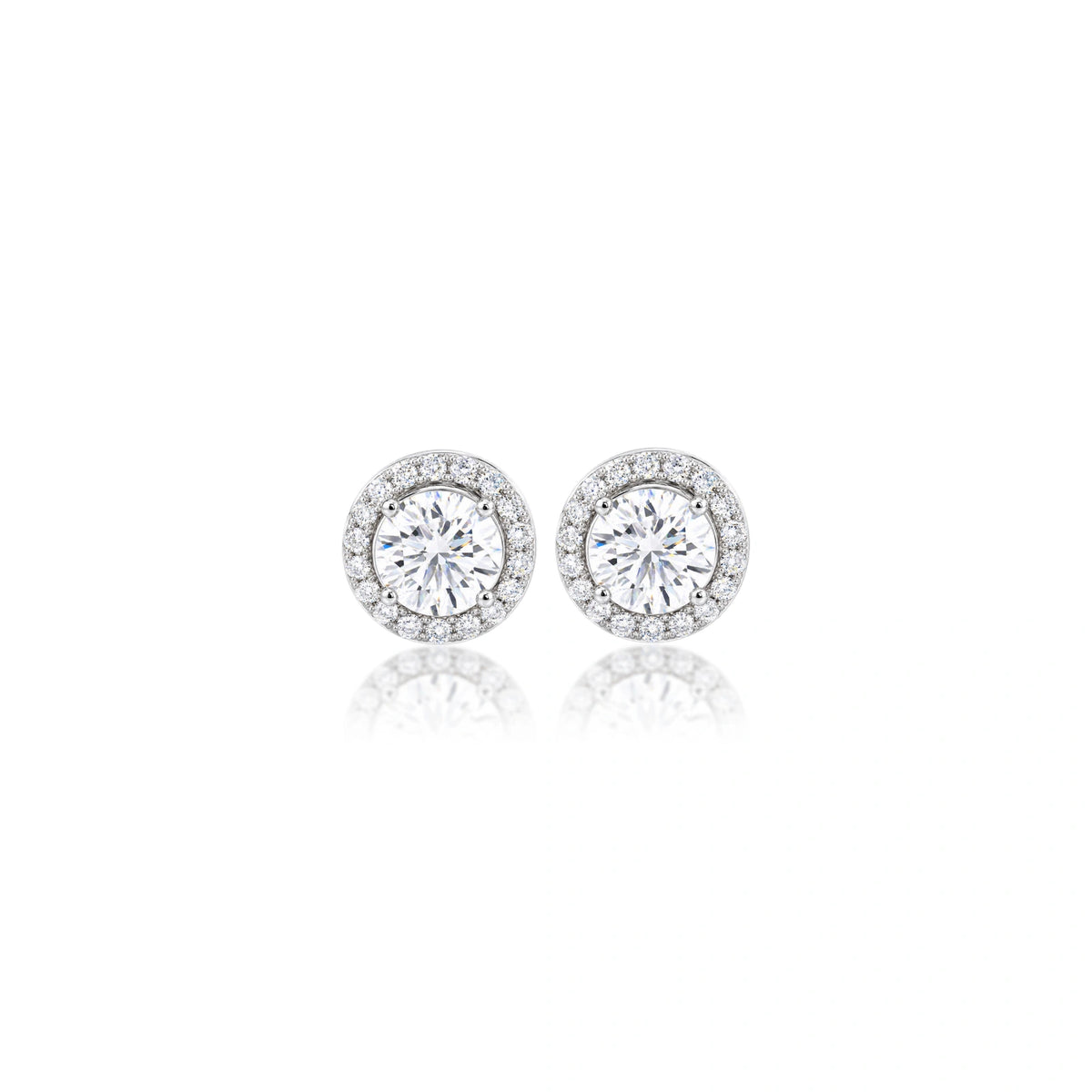 4 Ct Round Cut Diamond Halo Earrings for women by Fortune Jewellery