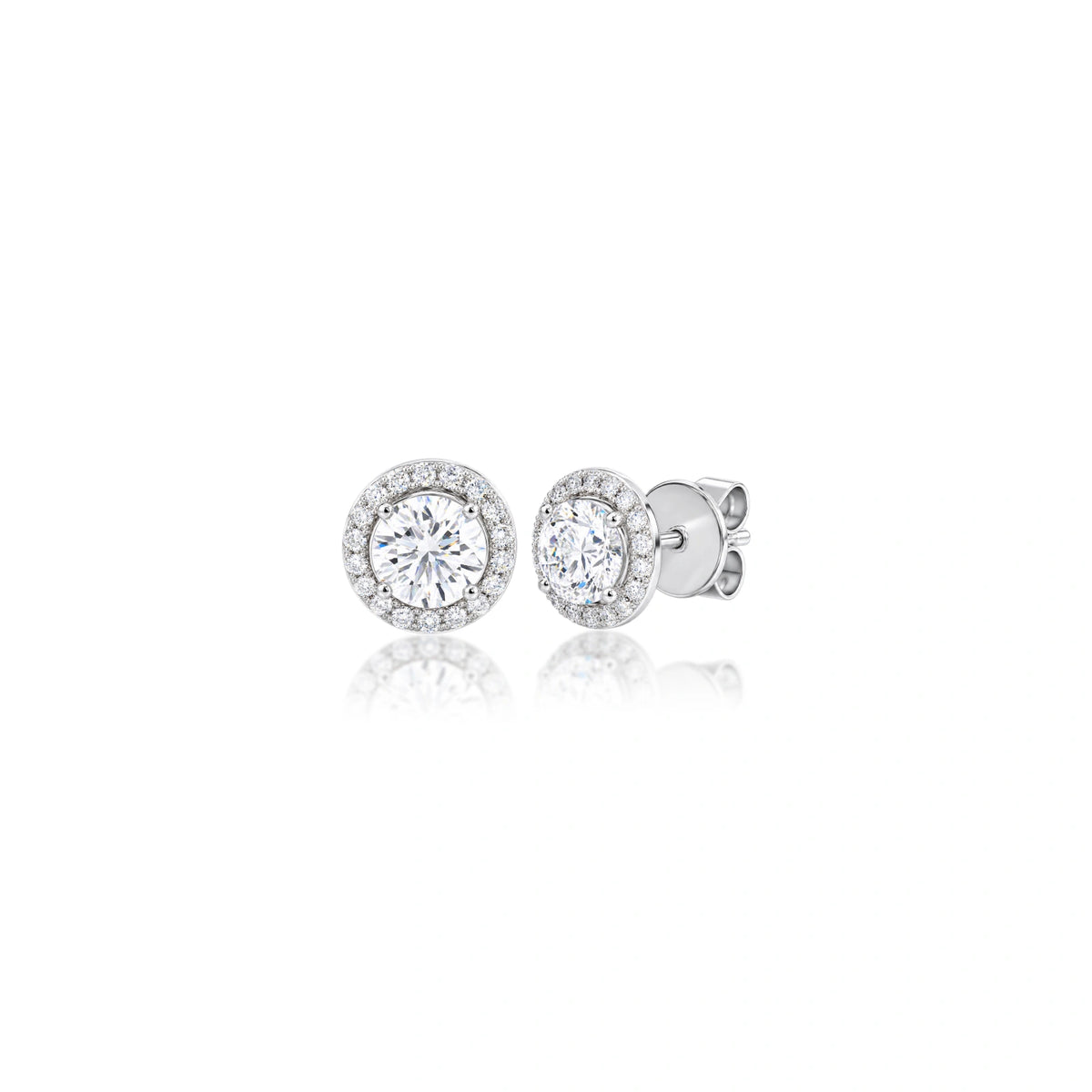 Luxurious 4 Ct Round Cut Lab Grown Diamond Halo Earrings by Fortune Jewellery