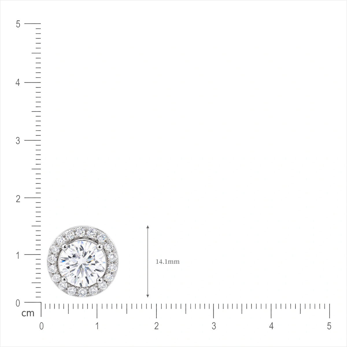 Size of 6 Ct Round Cut Diamond Halo Earrings by Fortune Jewellery