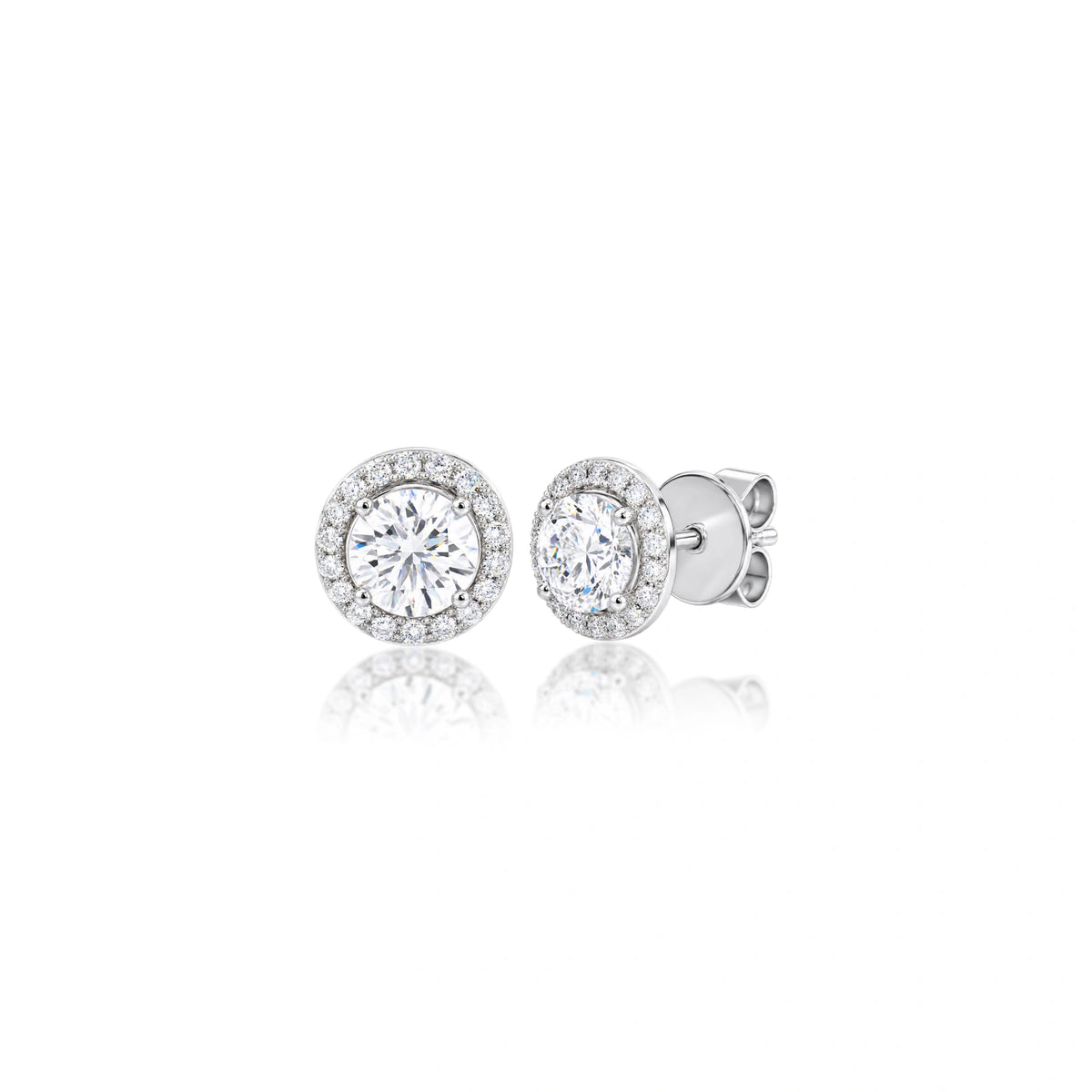 Rich 6 Ct Round Cut Lab Grown Diamond Halo Earrings by Fortune Jewellery