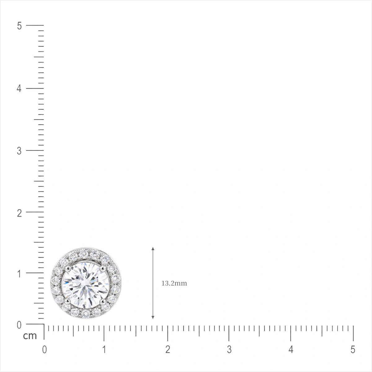 Size of 8 Ct Round Cut Diamond Halo Earrings by Fortune Jewellery