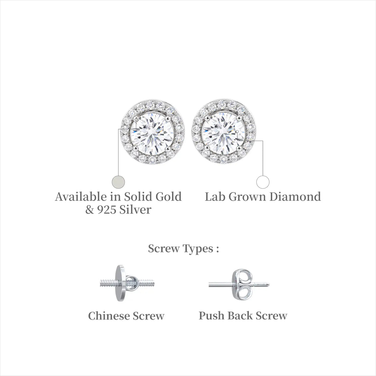 Statement 10 Ct Round Cut Diamond Halo Earrings for milestone celebrations by Fortune Jewellery