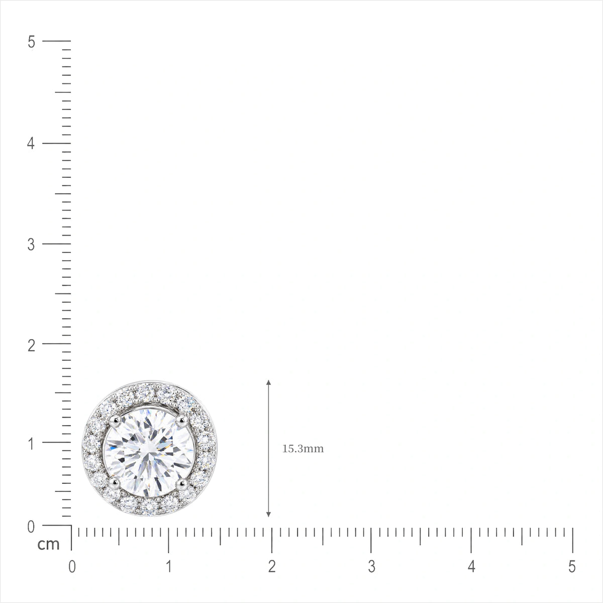Size of 10 Ct Round Cut Diamond Halo Earrings by Fortune Jewellery