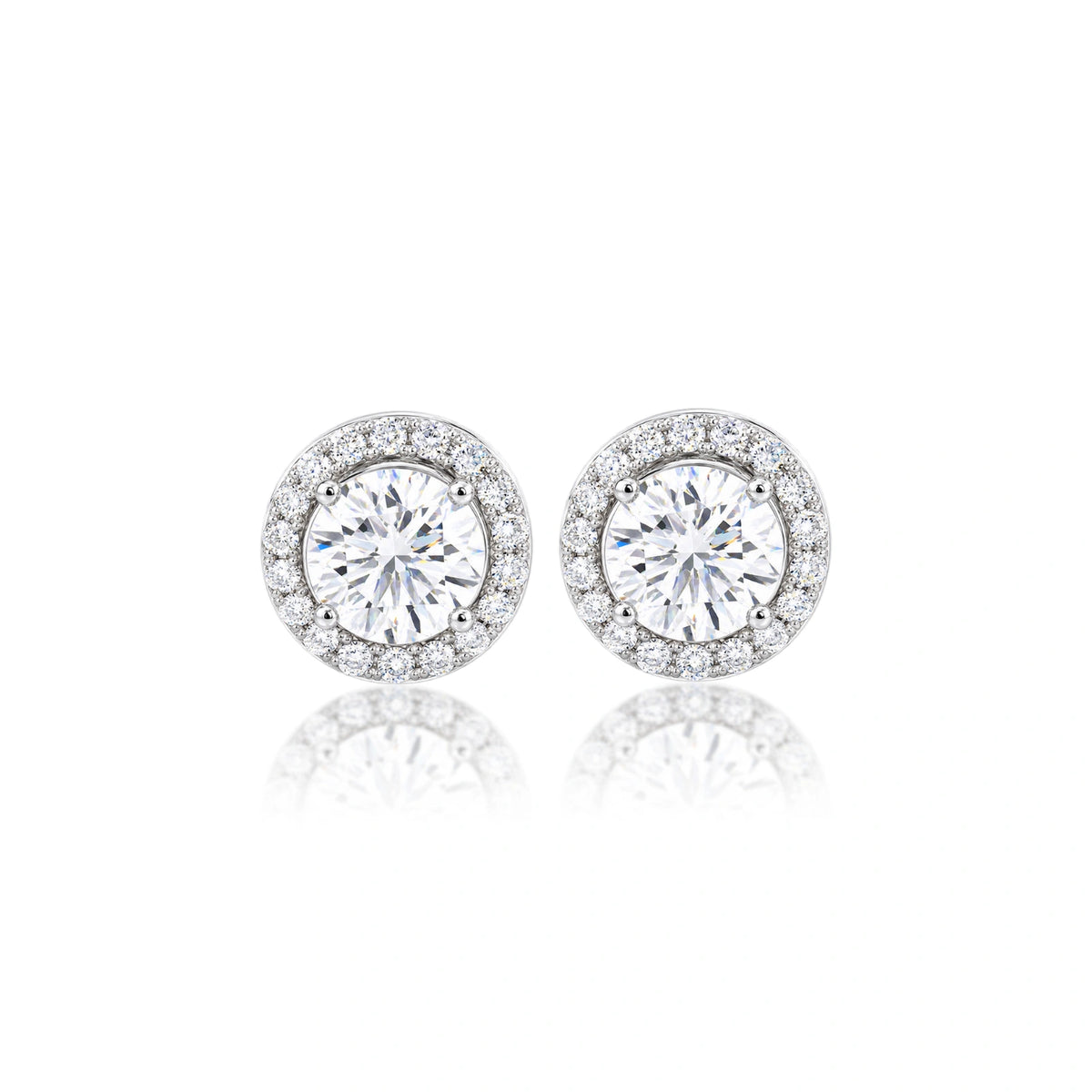 10 Ct Round Cut Diamond Halo Earrings for women by Fortune Jewellery