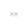 Pair of 1 Ct Princess Cut Diamond Solitaire Ear Studs, crisp square stones with a clean, timeless look