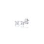 Side profile of 2 Ct princess cut diamond solitaire studs, a memorable engagement or proposal present