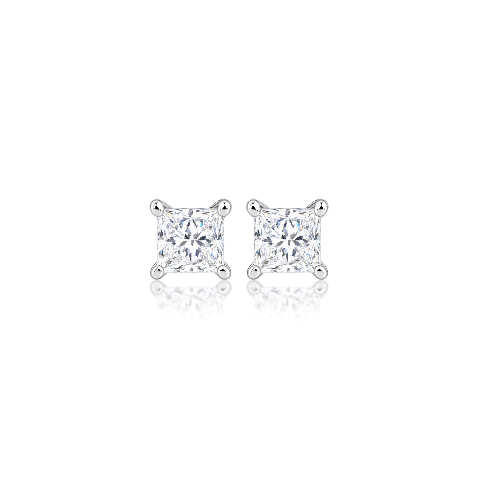 4 Ct Princess Cut Diamond Solitaire Ear Studs, an imposing pair with fiery, architectural lines