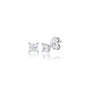 Three-quarter view of 4 Ct princess cut solitaire diamond studs, lavish partywear with presence