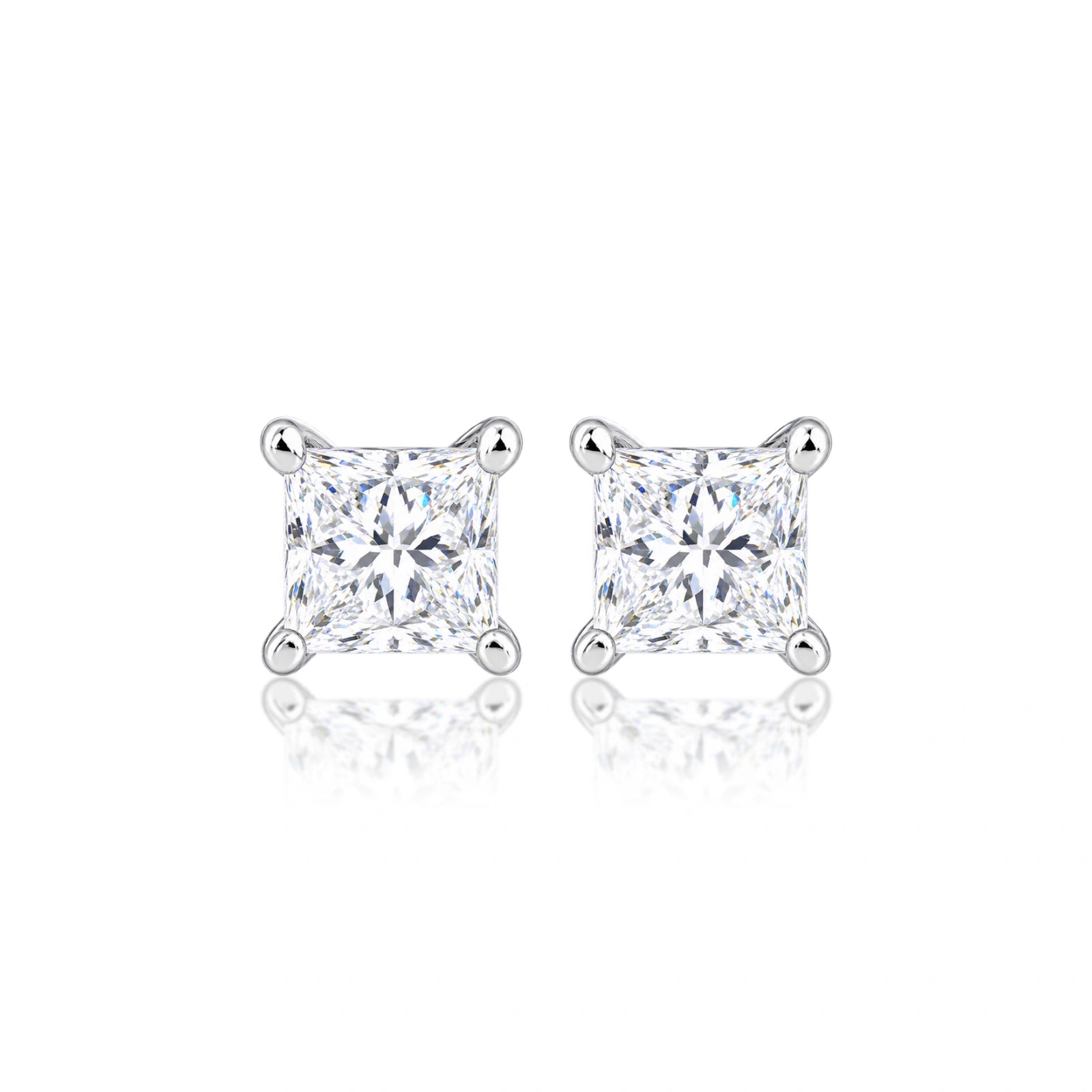 10 Ct Princess Cut Diamond Solitaire Ear Studs, an exceptional pair of collector-grade square solitaires