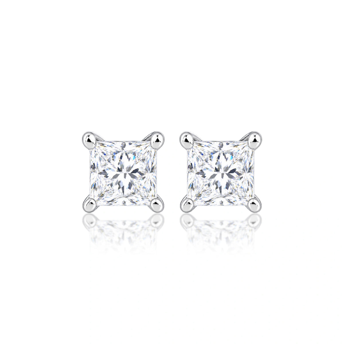 10 Ct Princess Cut Diamond Solitaire Ear Studs, an exceptional pair of collector-grade square solitaires