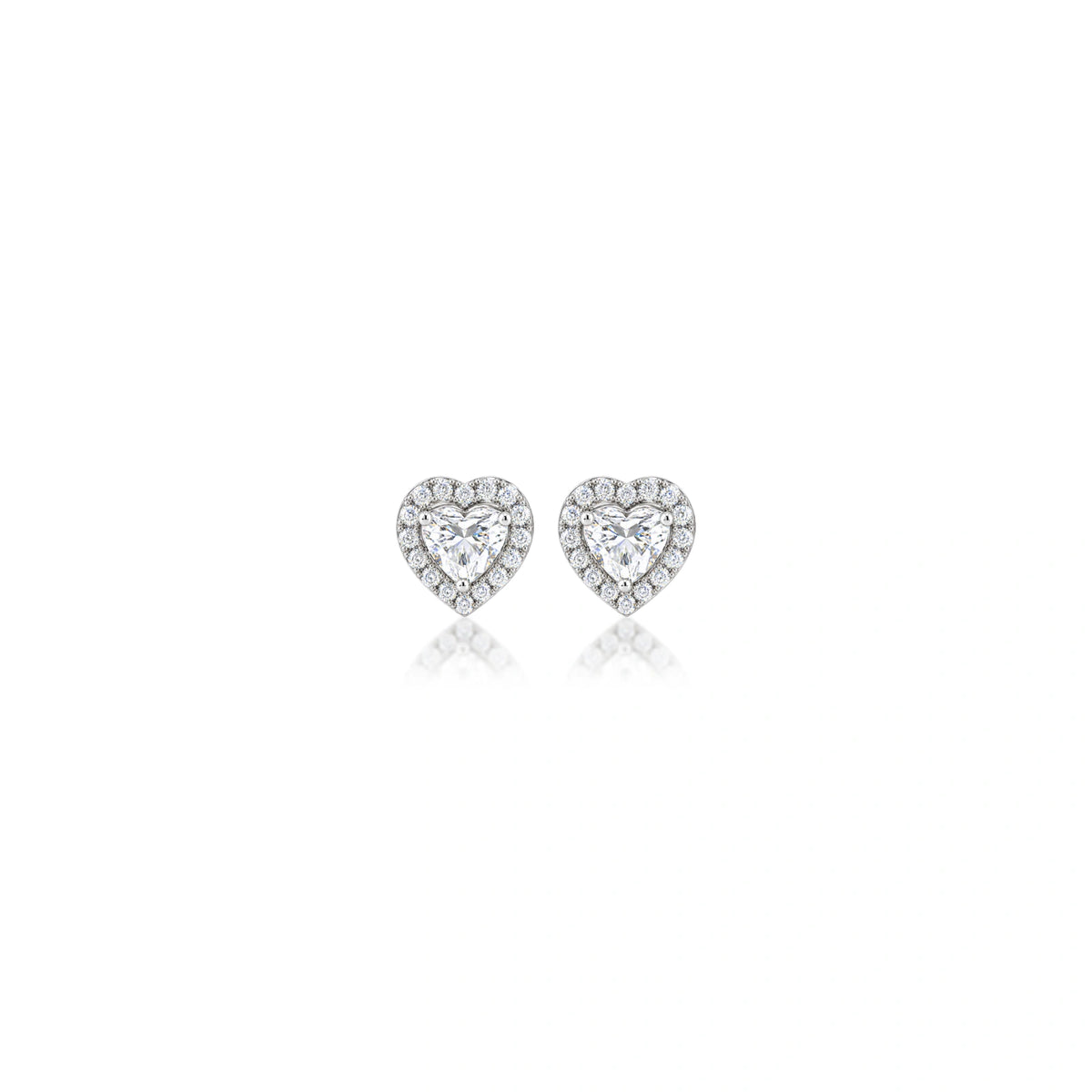 1 Ct Heart Cut Diamond Halo Ear Studs by Fortune Jewellery