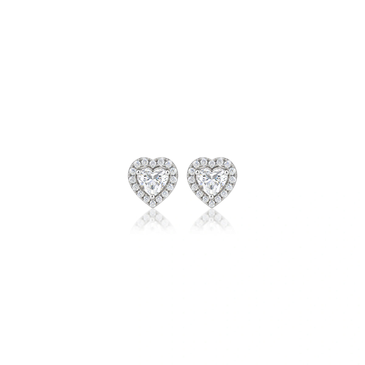 1.5 Ct Heart Cut Diamond Halo Ear Studs by Fortune Jewellery