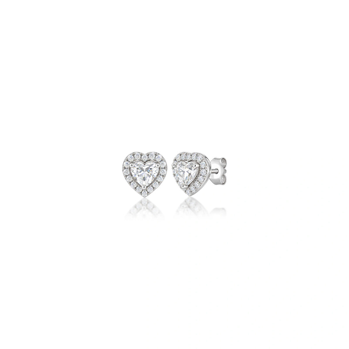 1.5 Ct Heart Cut Diamond Halo Ear Studs by Fortune