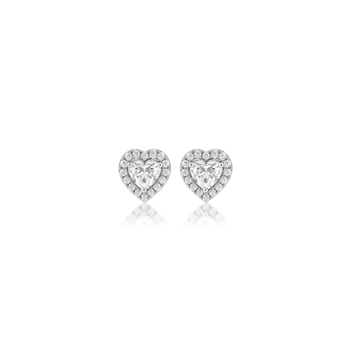 2 Ct Heart Cut Diamond Halo Ear Studs by Fortune Jewellery