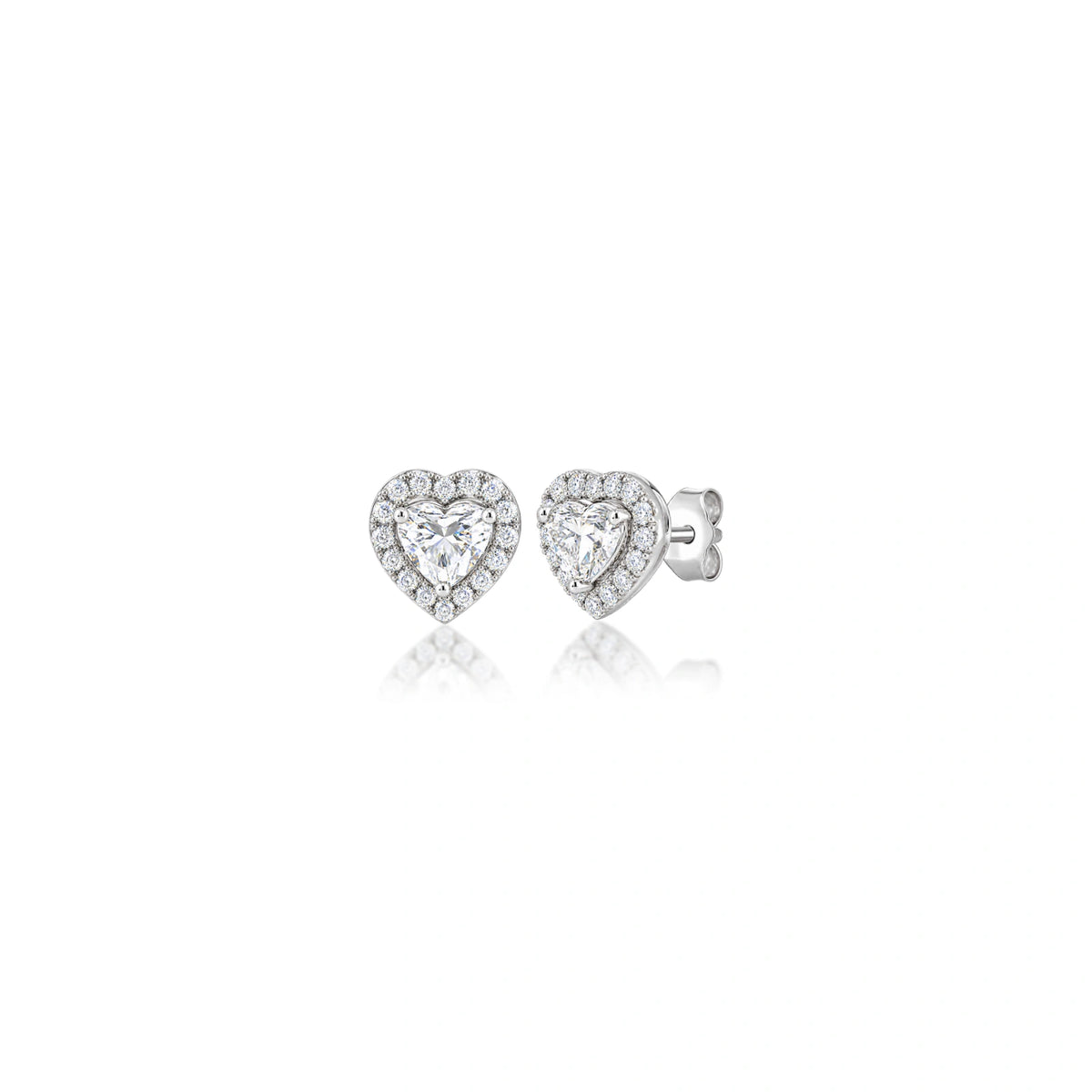 2 Ct Heart Cut Diamond Halo Ear Studs by Fortune