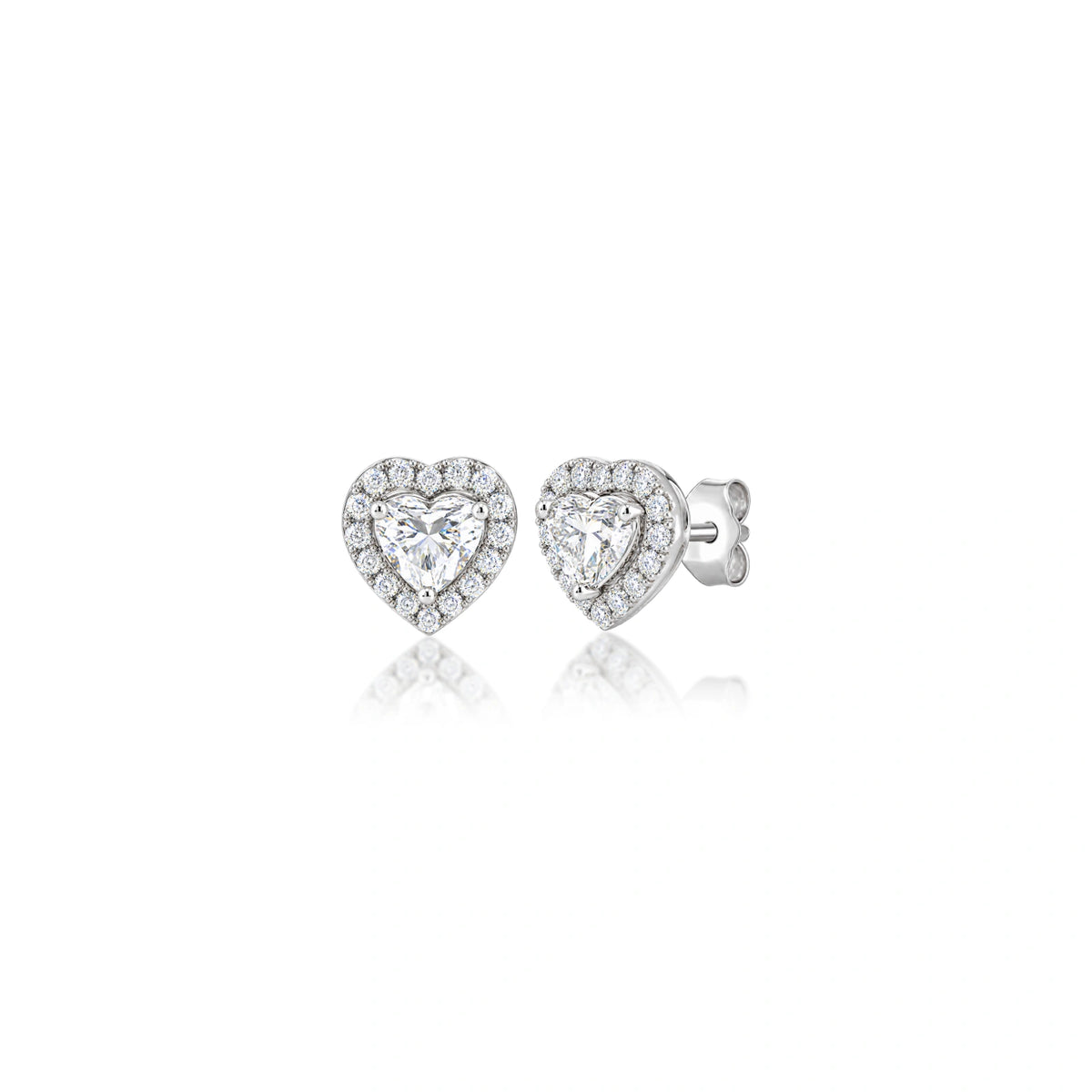 4 Ct Heart Cut Diamond Halo Ear Studs by Fortune