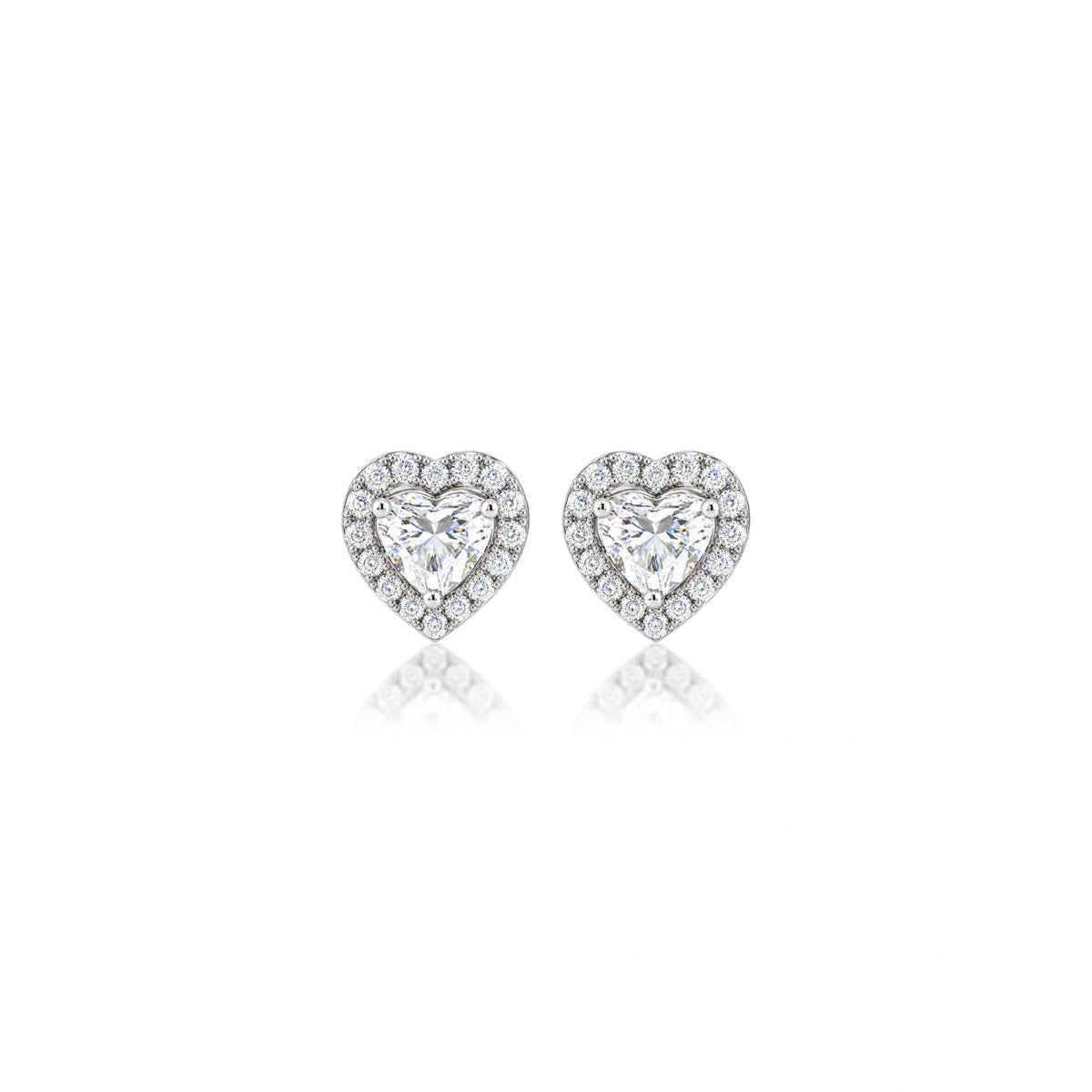 4 Ct Heart Cut Diamond Halo Ear Studs by Fortune Jewellery