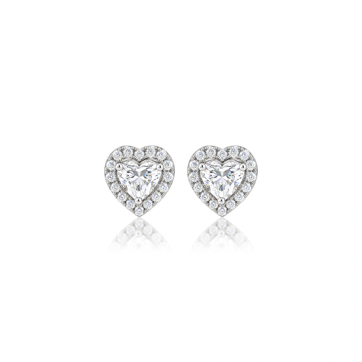 6 Ct Heart Cut Diamond Halo Ear Studs by Fortune Jewellery