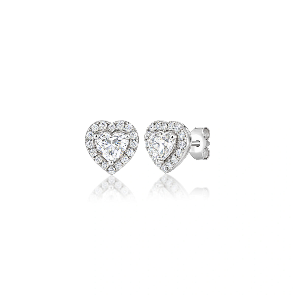 6 Ct Heart Cut Diamond Halo Ear Studs by Fortune