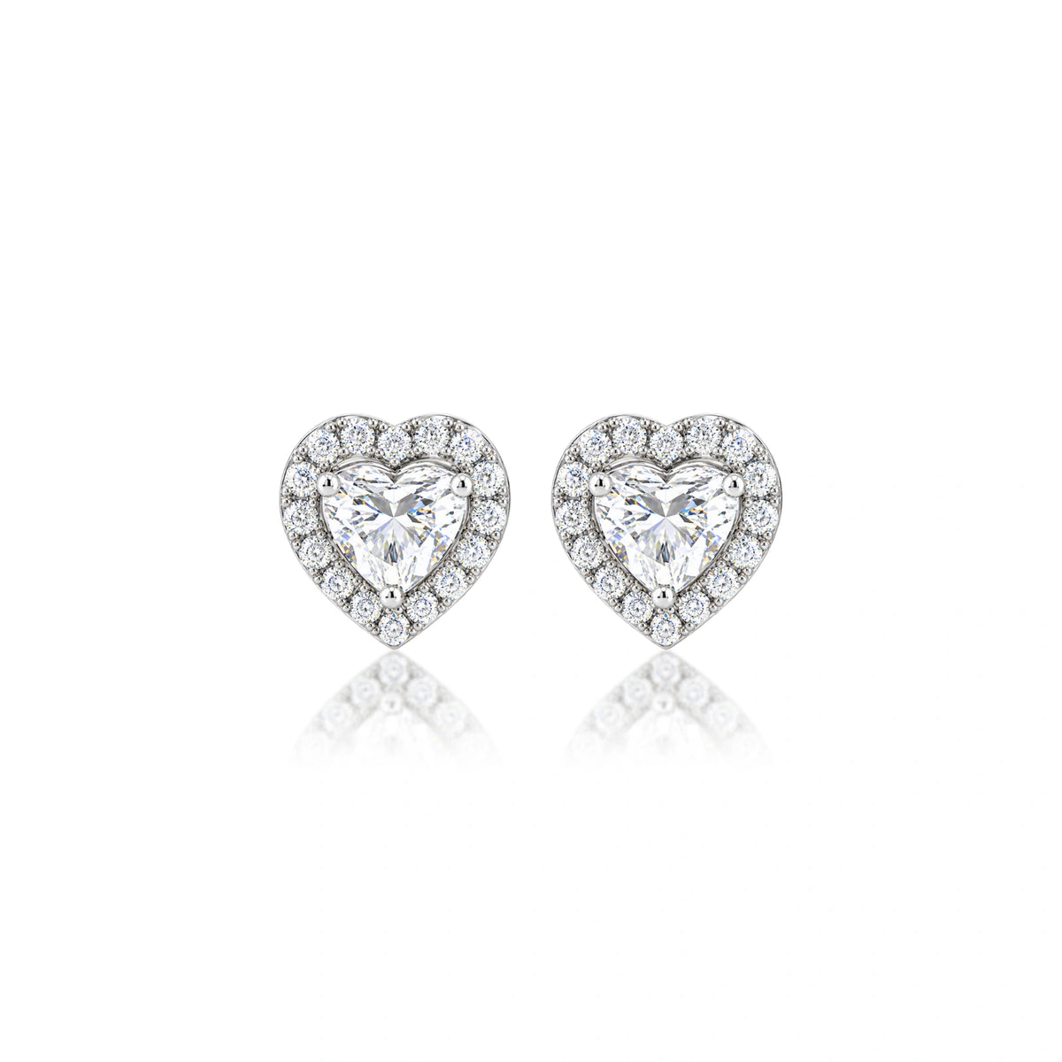 8 Ct Heart Cut Diamond Halo Ear Studs by Fortune Jewellery