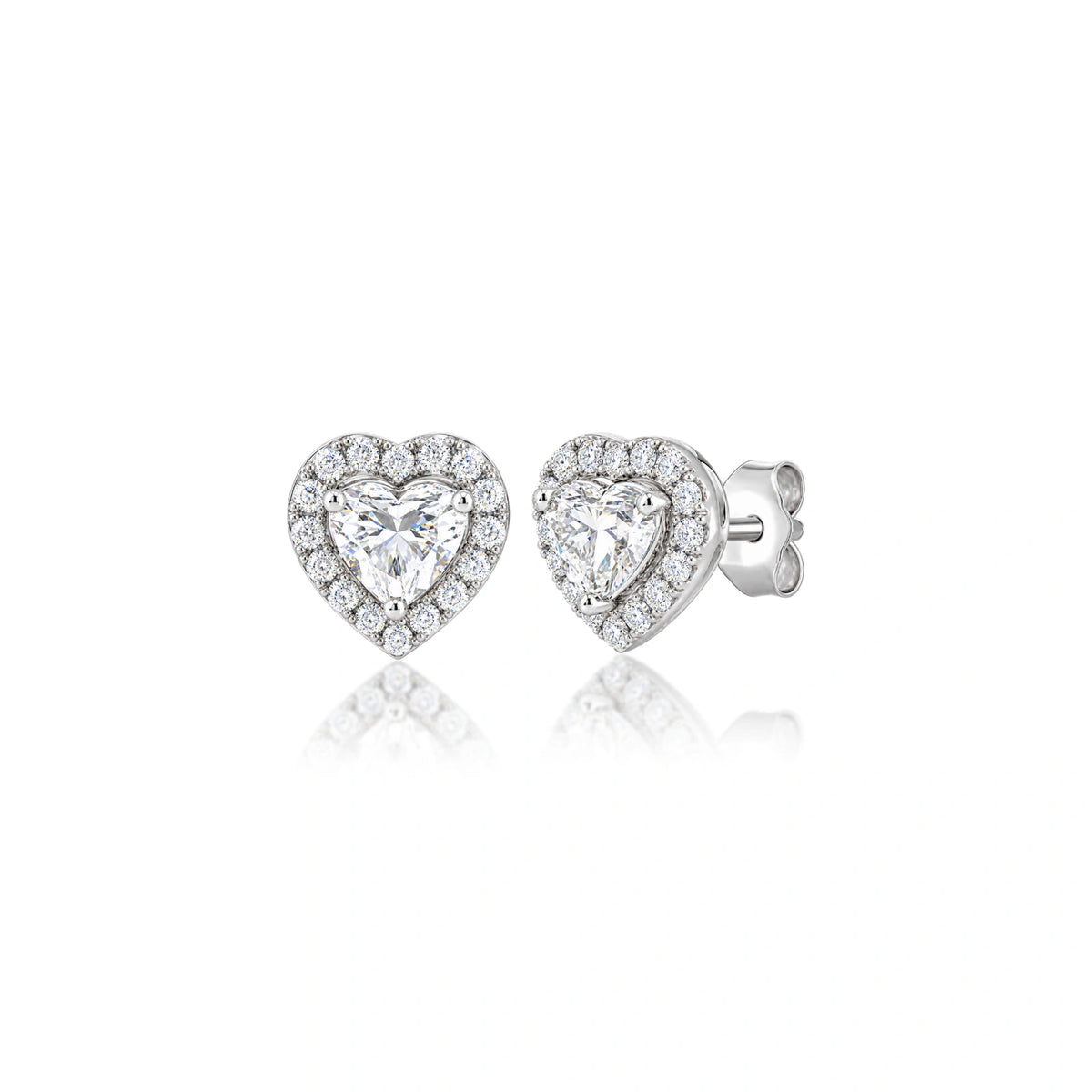 8 Ct Heart Cut Diamond Halo Ear Studs by Fortune