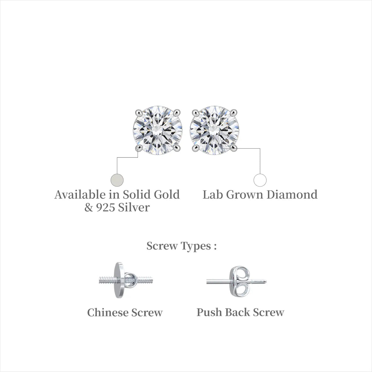4 Ct Round Cut Diamond Solitaire Earrings
